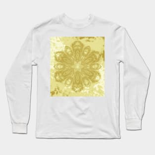 Gold lace textured mandala Long Sleeve T-Shirt